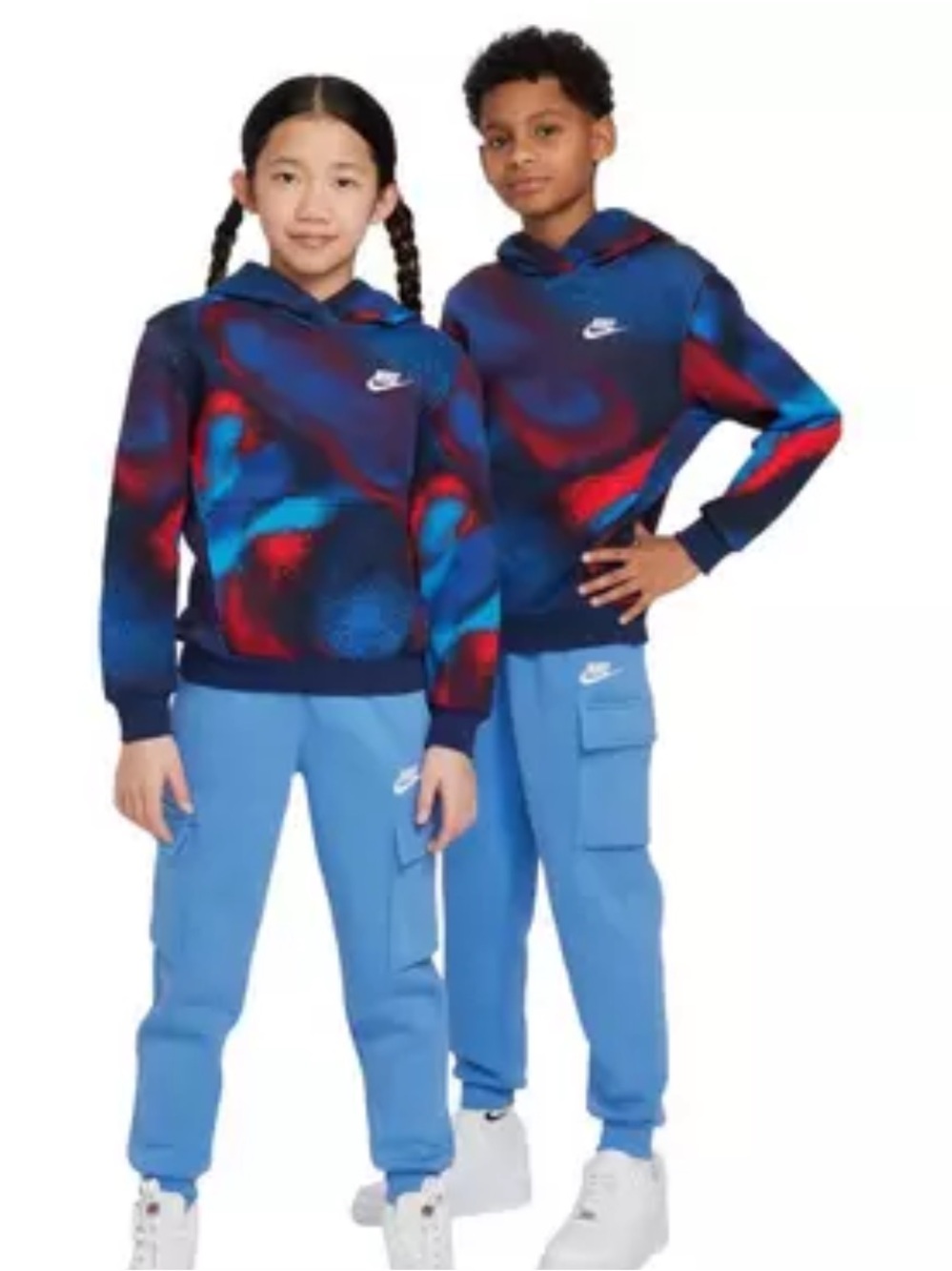 Nike Big Kids' Sportswear Club Fleece Hoodie Blue & Red Gradient SMALL NWT 75 - Picture 7 of 8